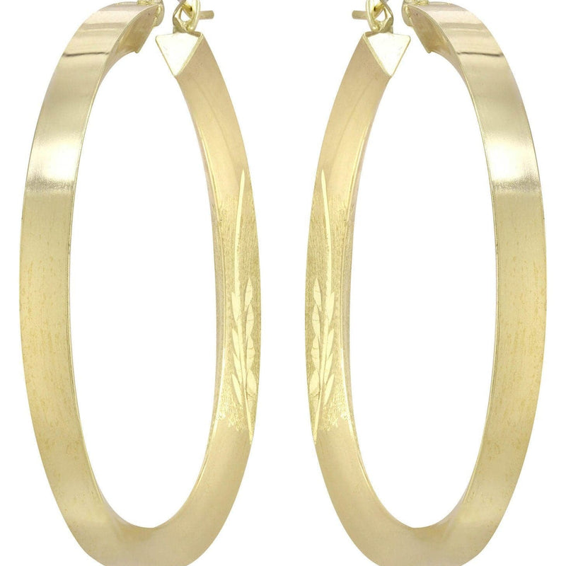 10K Gold Diamond Cut Hoop Earrings | Customizable Size