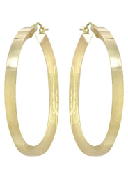 10K Gold Diamond Cut Hoop Earrings | Customizable Size