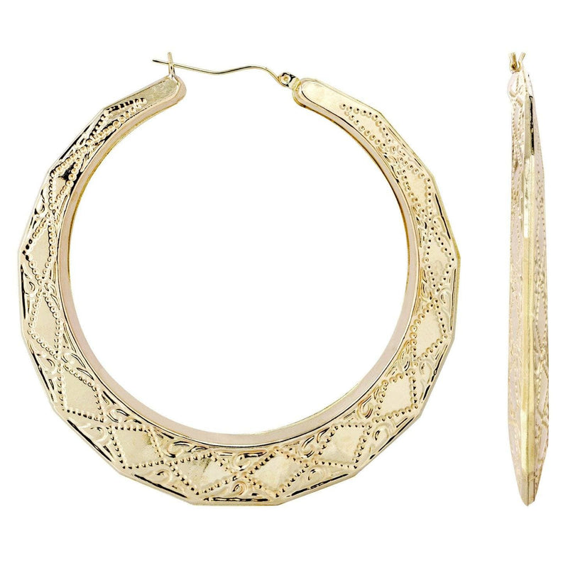 10K Gold Stop Sign Hoop Earrings | Customizable Size
