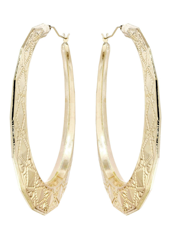 10K Gold Stop Sign Hoop Earrings | Customizable Size