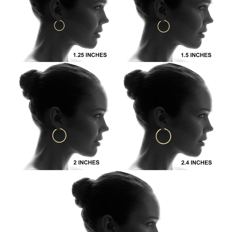 10K Gold Diamond Cut Hoop Earrings | Customizable Size