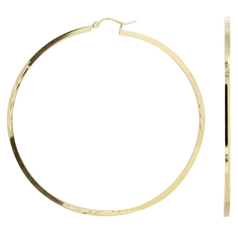 10K Gold Diamond Cut Hoop Earrings | Customizable Size