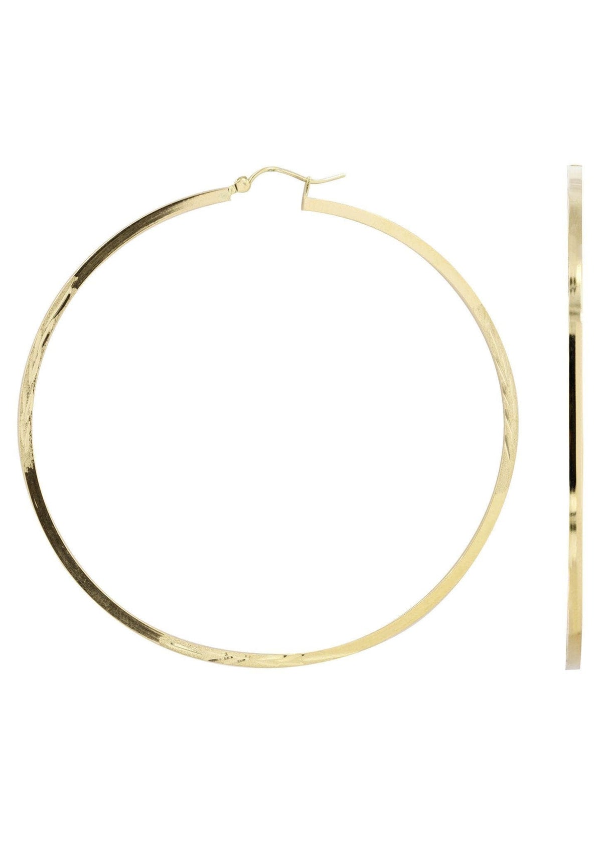 10K Gold Diamond Cut Hoop Earrings | Customizable Size