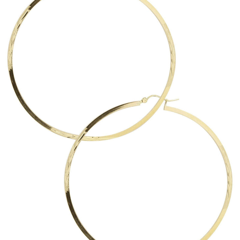10K Gold Diamond Cut Hoop Earrings | Customizable Size