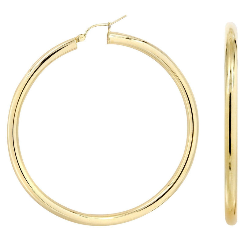 10K Gold Plain Hoop Hoop Earrings | Customizable Size