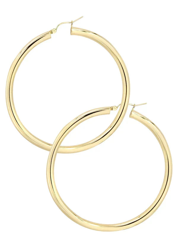 10K Gold Plain Hoop Hoop Earrings | Customizable Size