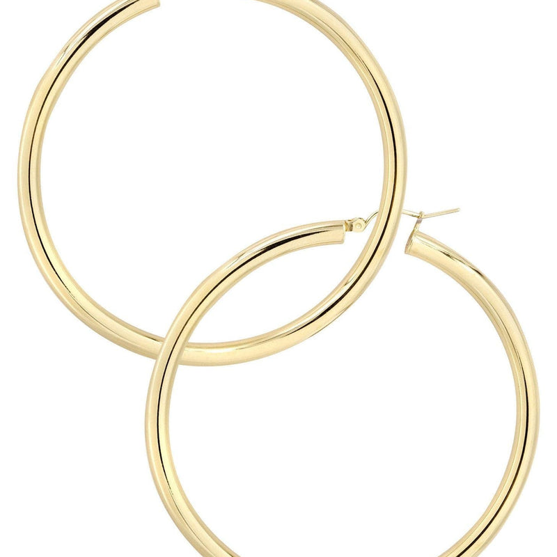 10K Gold Plain Hoop Hoop Earrings | Customizable Size