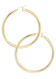 10K Gold Plain Hoop Hoop Earrings | Customizable Size