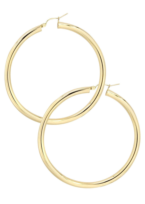 10K Gold Plain Hoop Hoop Earrings | Customizable Size