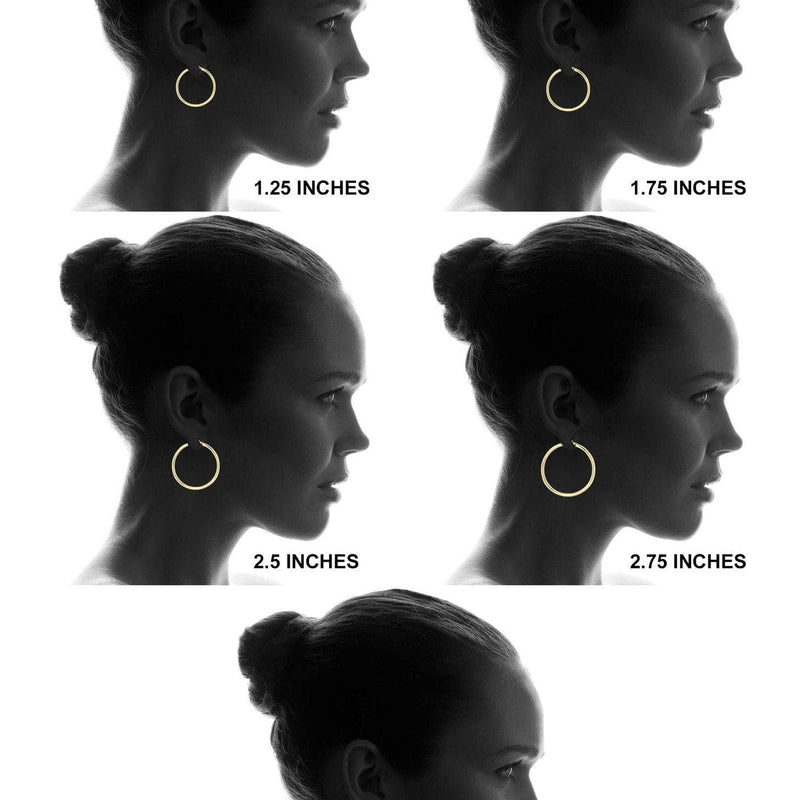 10K Gold Plain Hoop Hoop Earrings | Customizable Size