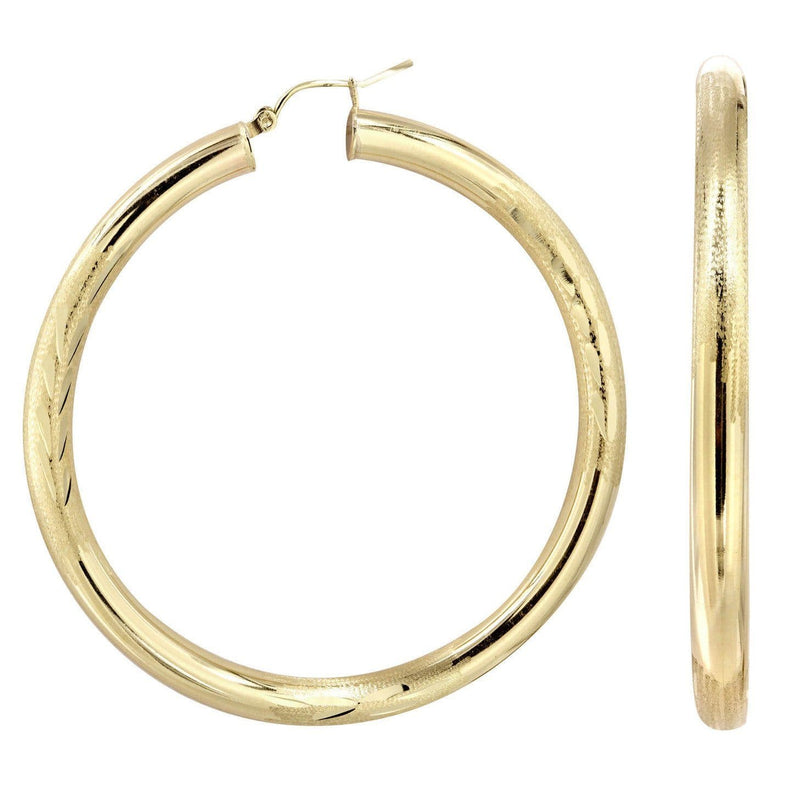 10K Gold Diamond Cut Hoop Earrings | Customizable Size