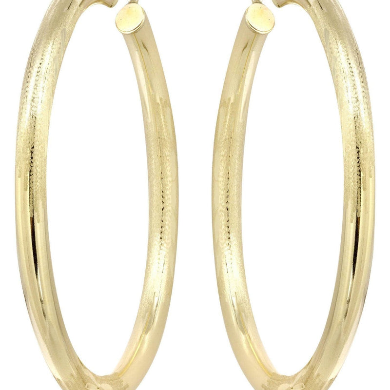 10K Gold Diamond Cut Hoop Earrings | Customizable Size