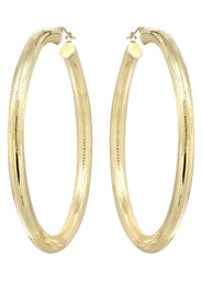 10K Gold Diamond Cut Hoop Earrings | Customizable Size