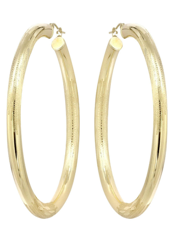 10K Gold Diamond Cut Hoop Earrings | Customizable Size
