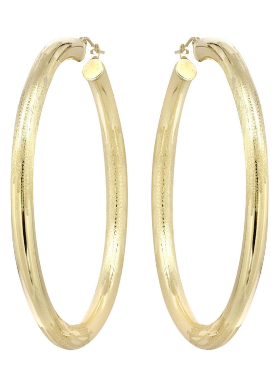 10K Gold Diamond Cut Hoop Earrings | Customizable Size