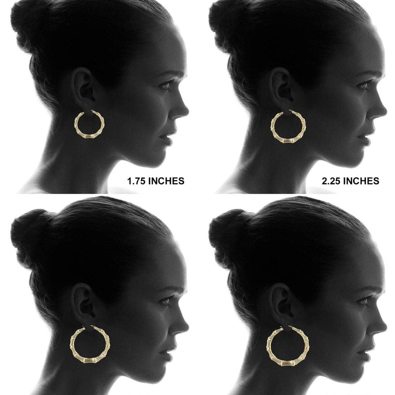 10K Gold Bamboo Hoop Earrings | Customizable Size