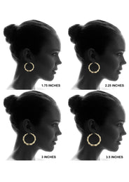 10K Gold Bamboo Hoop Earrings | Customizable Size