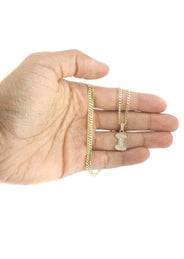 10K Yellow Gold Bubble Letter "I" CZ Necklace | Appx. 4 Grams