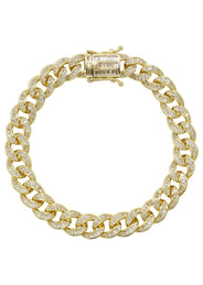 Silver Gold Baguette Miami Cuban Link Bracelet