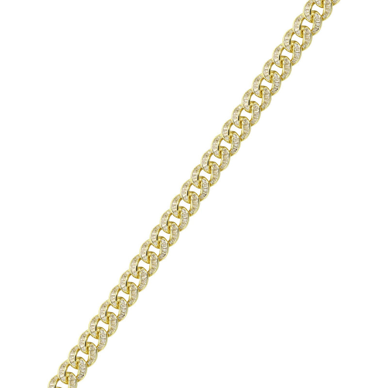 Silver Gold Baguette Miami Cuban Link Bracelet