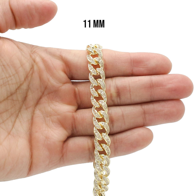 Silver Gold Baguette Miami Cuban Link Bracelet