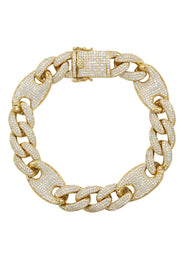 Silver Gold Iced Out Puff Curb Bracelet