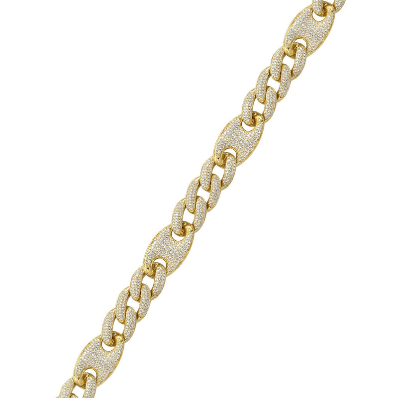 Silver Gold Iced Out Puff Curb Bracelet