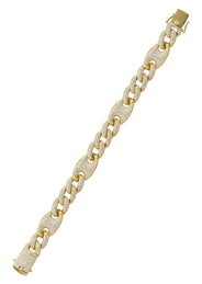 Silver Gold Iced Out Puff Curb Bracelet
