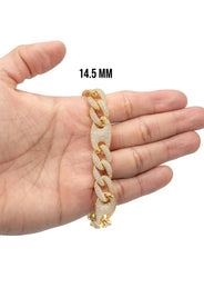 Silver Gold Iced Out Puff Curb Bracelet