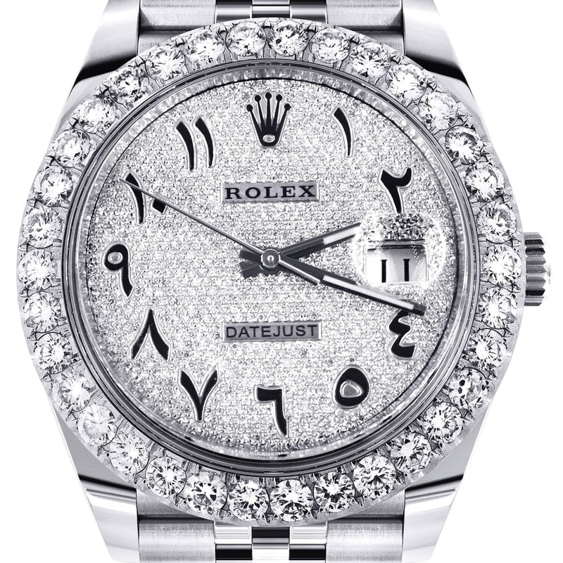 Rolex Datejust 41 Watch | 41 MM | Custom Full Arabic Diamond Dial | Jubilee Band