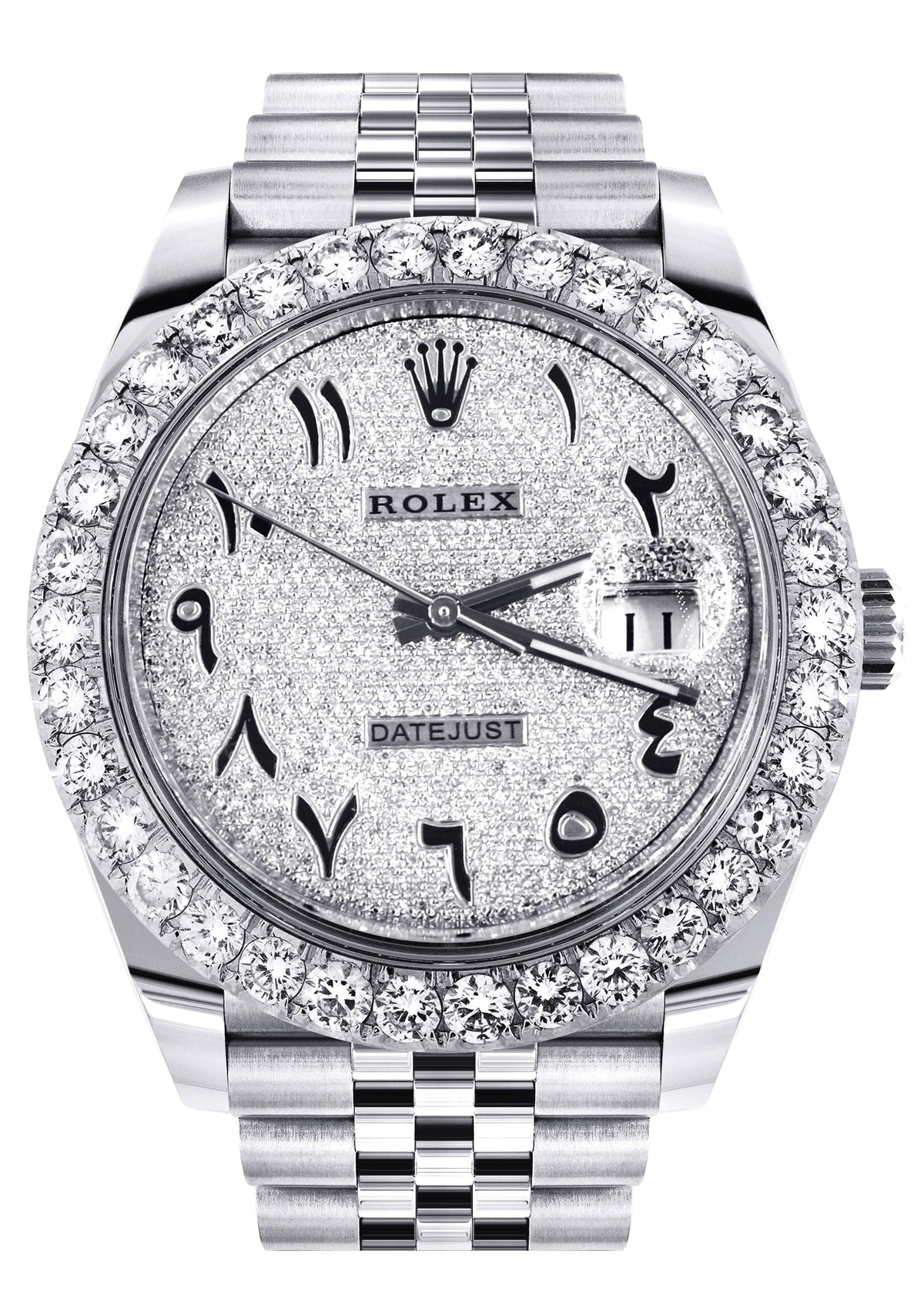 Rolex Datejust 41 Watch | 41 MM | Custom Full Arabic Diamond Dial | Jubilee Band