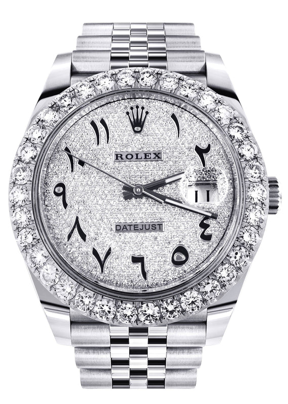 Rolex Datejust 41 Watch | 41 MM | Custom Full Arabic Diamond Dial | Jubilee Band