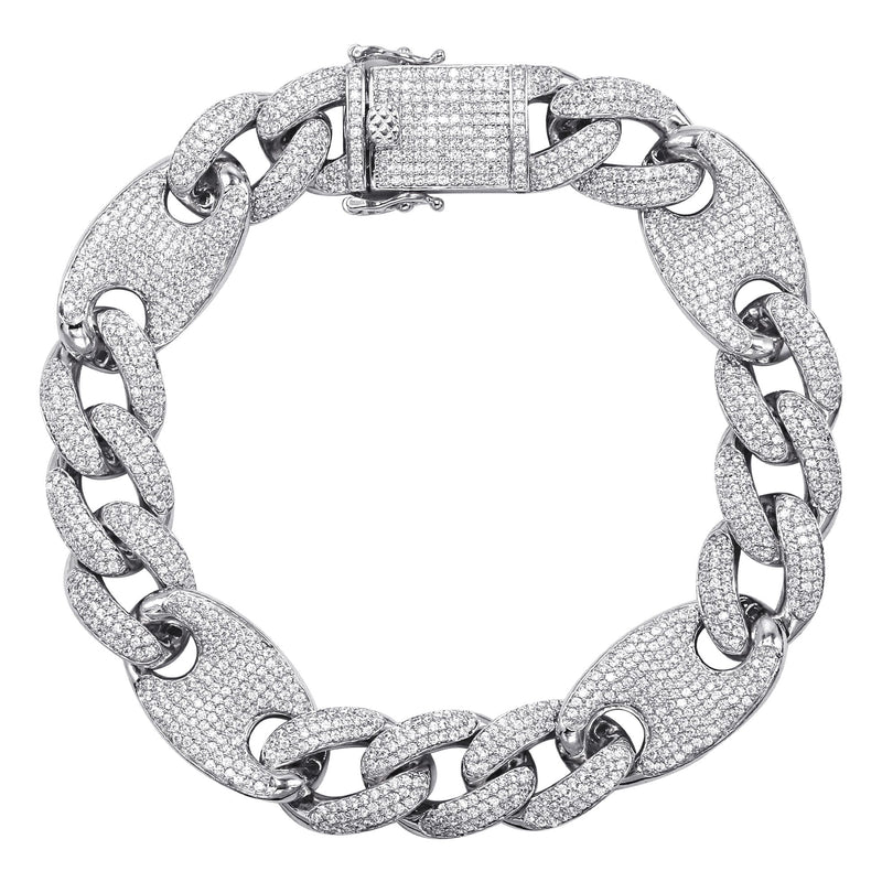 Silver White Ice Figaro Mariner Bracelet
