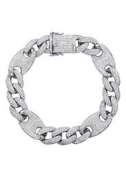 Silver White Ice Figaro Mariner Bracelet