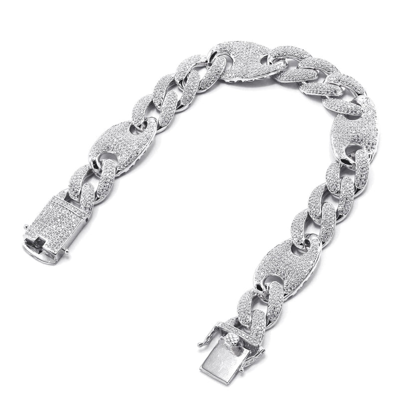 Silver White Ice Figaro Mariner Bracelet
