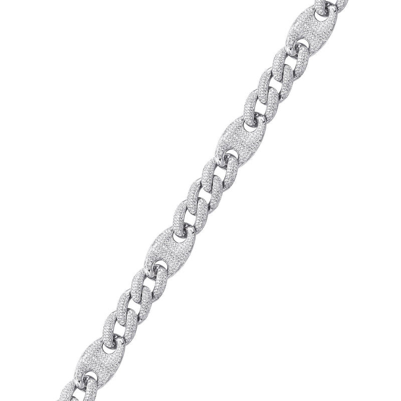 Silver White Ice Figaro Mariner Bracelet
