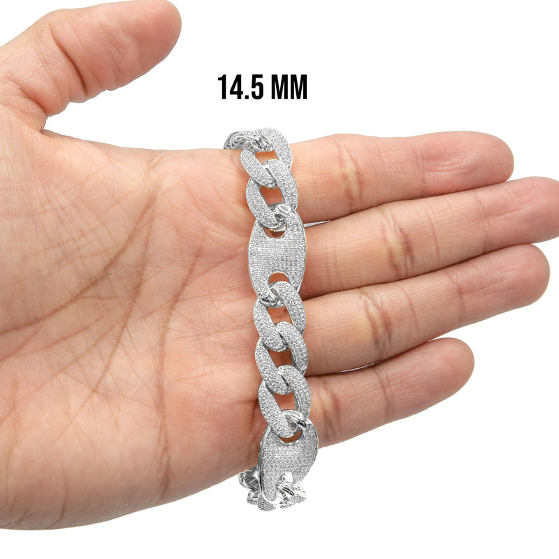 Silver White Ice Figaro Mariner Bracelet