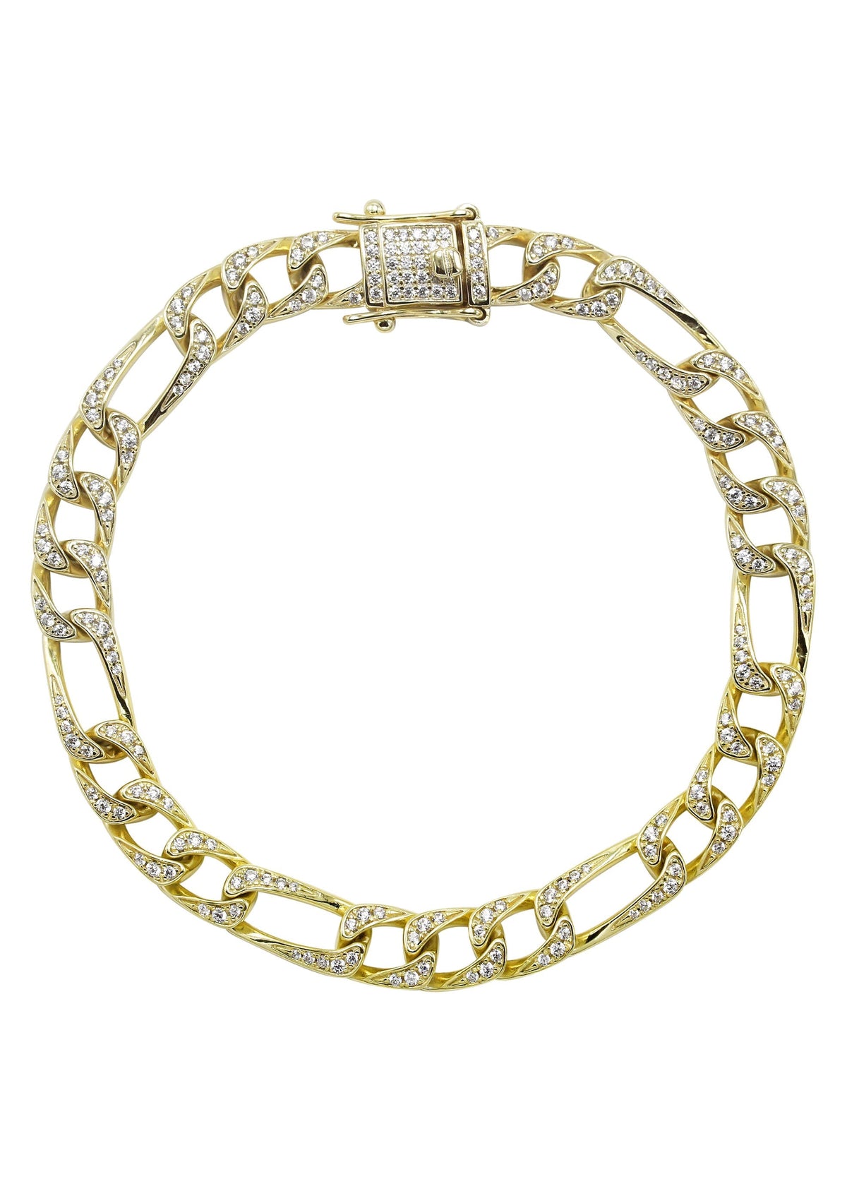 Silver Gold Iced Figaro Bracelet