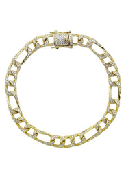 Silver Gold Iced Figaro Bracelet