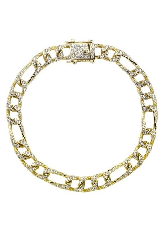 Silver Gold Iced Figaro Bracelet