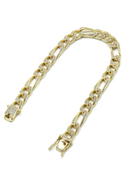 Silver Gold Iced Figaro Bracelet