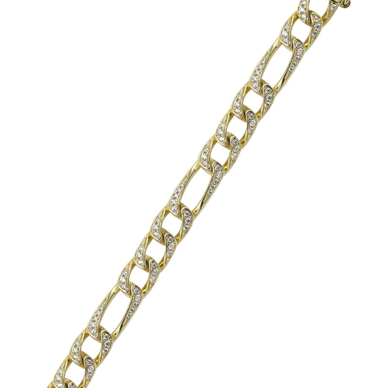 Silver Gold Iced Figaro Bracelet