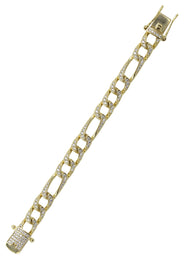 Silver Gold Iced Figaro Bracelet