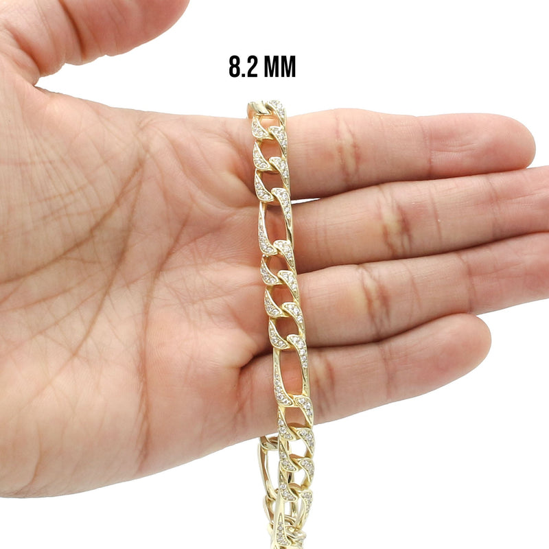 Silver Gold Iced Figaro Bracelet