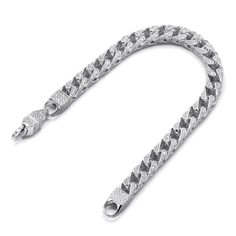 Silver Iced Franco Bracelet