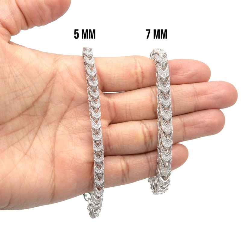 Silver Iced Franco Bracelet