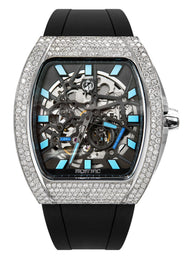 Frost NYC Mens Watch - Automatic Skeleton Stainless Steel Diamond Sport Watch | FRST-01-SS-D | Black