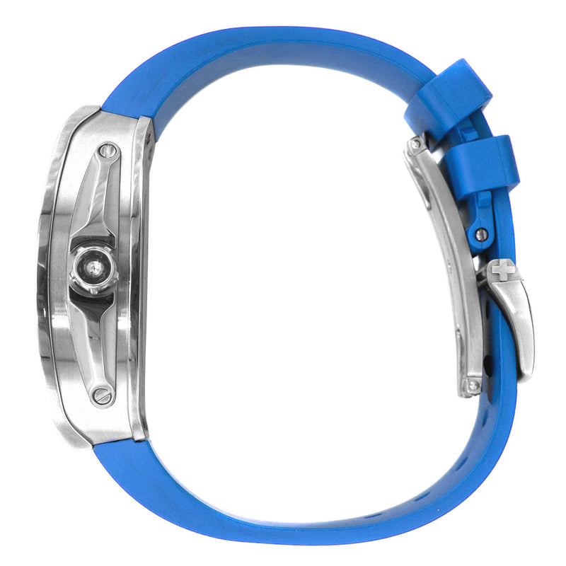 Frost NYC Mens Watch - Automatic Skeleton Stainless Steel Diamond Sport Watch | FRST-01-SS-D | Blue
