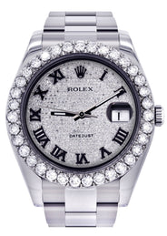 Rolex Datejust II Watch | 41 MM | Custom Diamond Pave Roman Dial | Oyster Band