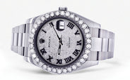 Rolex Datejust II Watch | 41 MM | Custom Diamond Pave Roman Dial | Oyster Band